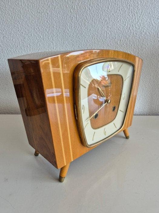 Horloge - Kieninger - Bois, laiton, verre - 1960-1970 -, Antiquités & Art, Antiquités | Horloges