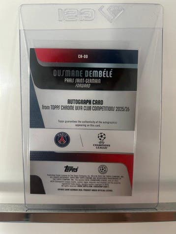 2025/26 Topps Chrome Ousmane Dembélé CR-OD Carte dédicacée,