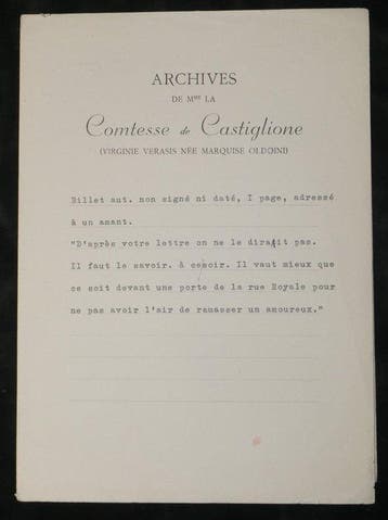 Virginia Oldoïni, Comtesse de Castiglione [maîtresse de