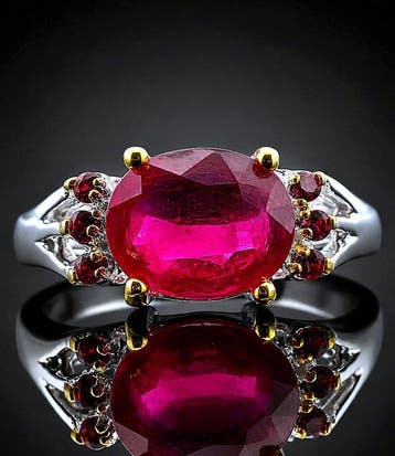 Robijn - Zilver, 925 - Ring - Estate-stijl, Antiek en Kunst