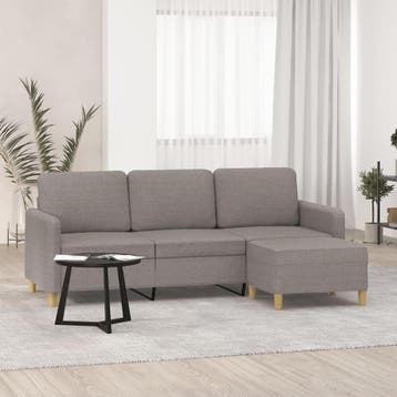 vidaXL Driezitsbank met voetenbank 180 cm stof taupe, Verzenden
