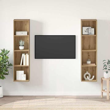 vidaXL Tv-meubelset 2 pcs Bruin 37 x 37 x 142,5 cm Bewerkt, Verzenden, Nieuw