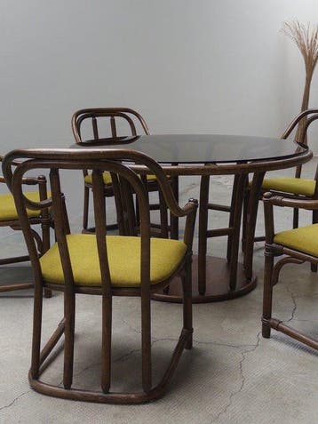 Im Stil von Franco Albini - Stoel - Bamboe, Textiel, Glas -, Antiek en Kunst