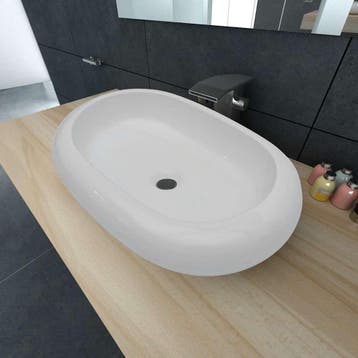 vidaXL Luxe keramische wasbak ovaal 63 x 42 cm (wit), Doe-het-zelf en Bouw, Verzenden, Nieuw