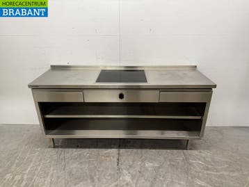 RVS Werktafel met inbouw inductie Fornuis 188 cm 400V Horeca, Ophalen of Verzenden, Nieuw in verpakking