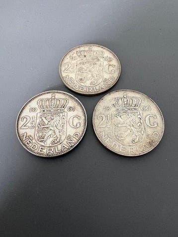 Nederland. Juliana. 2 1/2 Gulden 1960/1961/1966 Lot 3 stuks