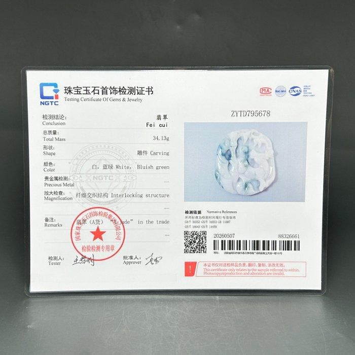 Gecertificeerde jadeiet (A-jade) Natuurlijke jadehanger -, Verzamelen, Mineralen en Fossielen