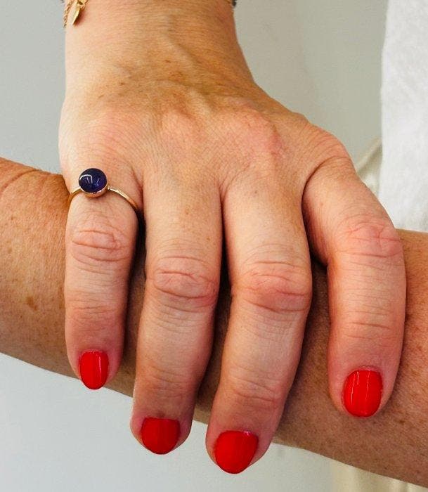 Zonder minimumprijs - Mimi - Ring - 9 kt. Roségoud Amethist, Handtassen en Accessoires, Ringen