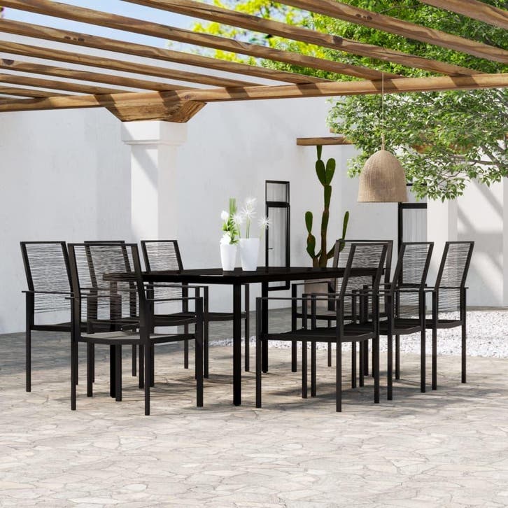 vidaXL 9-delige Tuinset zwart, Tuin en Terras, Tuinsets en Loungesets, Tuinset, Nieuw, Verzenden
