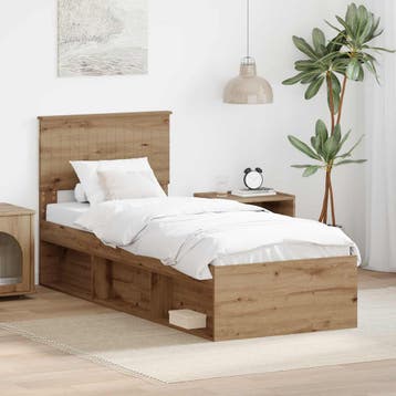 vidaXL Bedframe Ambachtelijk Eiken 75 x 190 cm Massief, Verzenden