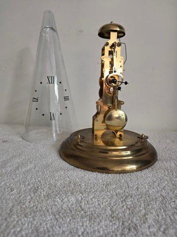 Skeletklok - Hermle - Art Deco messing, glas - 1960-1970