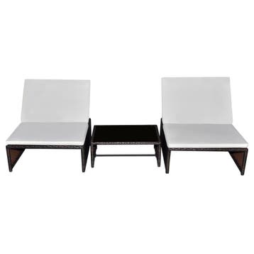 vidaXL Tuinstoelen 2 st verstelbaar met tafel poly rattan, Tuin en Terras, Verzenden, Nieuw