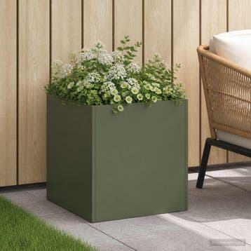 vidaXL Plantenbak Olijfgroen 45 x 45 x 45 cm Koudgewalst, Verzenden