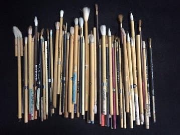 Japanese - Beeld, Lot of 68 Japanese Calligraphy Brushes