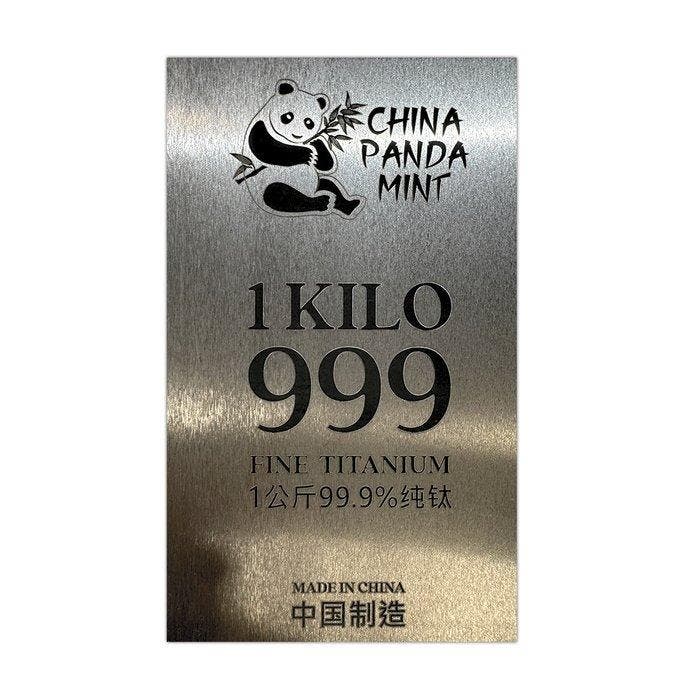 Panda Mint - Bar - Titanium - 1 kg zuiver titaniumstaaf, Timbres & Monnaies, Métaux nobles & Lingots