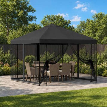 vidaXL Tuin gazebo met zijwanden 3 x 3 m Antracietkleurig, Jardin & Terrasse, Tonnelles, Verzenden
