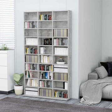 vidaXL Cd-kast 102x23x177,5 cm bewerkt hout betongrijs, Huis en Inrichting, Woonaccessoires | Cd- en Dvd-rekken, Verzenden, Nieuw
