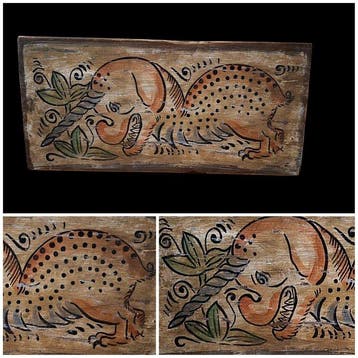 Tavola da soffitto - Paneel - Hout - Het Bestiarium - XIXe