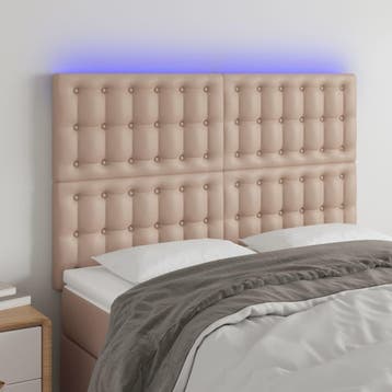 vidaXL Hoofdbord LED 144x5x118/128 cm kunstleer, Verzenden