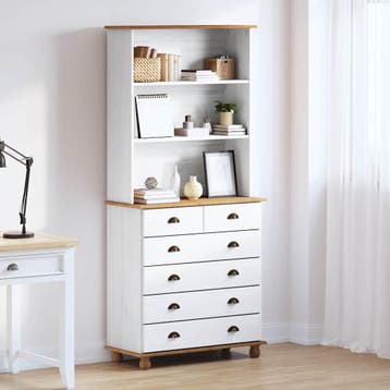 vidaXL Hutch met lade ASKIM Wit 91 x 40 x 200,5 cm Massief, Verzenden, Nieuw