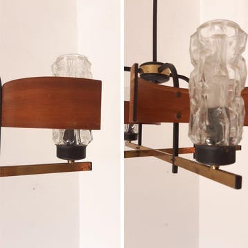 Plafondlamp - Verguld messing, Balsa