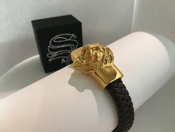 AJS Hoofd van de Leeuw van Juda Echt Leren Armband