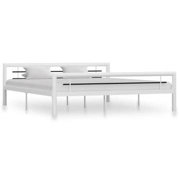 vidaXL Bedframe metaal wit en zwart 180x200 cm, Verzenden, Nieuw