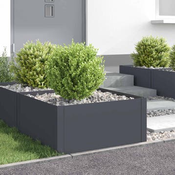 vidaXL Gazonrand 4 st 60 x 60 x 35 cm Staal Antracietkleurig, Jardin & Terrasse, Traverses & Bordures, Verzenden