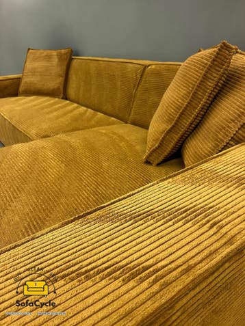 Belfast hoekzetel geel in fluweel, hoek R – overstock, Verzenden