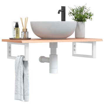 vidaXL Badkamer wandschap staal en massief eikenhout, Verzenden