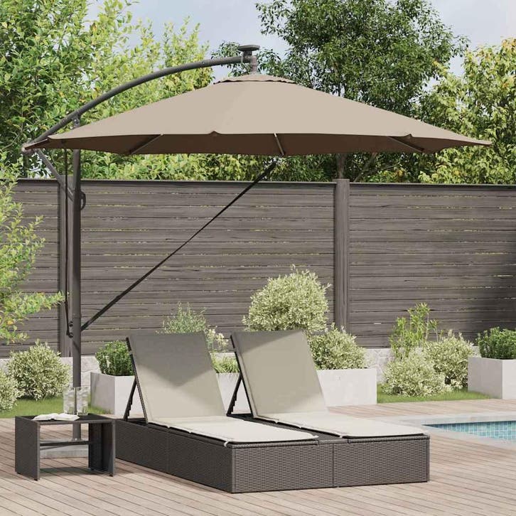 vidaXL Parasol Taupe 294 x 294 x 248 cm Polyester en, Tuin en Terras, Parasols, Nieuw, Verzenden