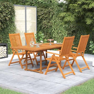 vidaXL 5-delige Tuinset massief acaciahout 150-200 cm, Tuin en Terras, Tuinsets en Loungesets, Verzenden, Nieuw, Tuinset