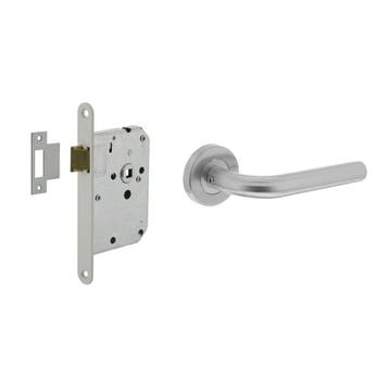 Deurbeslag set loopslot wit + deurklink Recht RVS - deurb..., Ophalen of Verzenden, Nieuw, Klink of Kruk