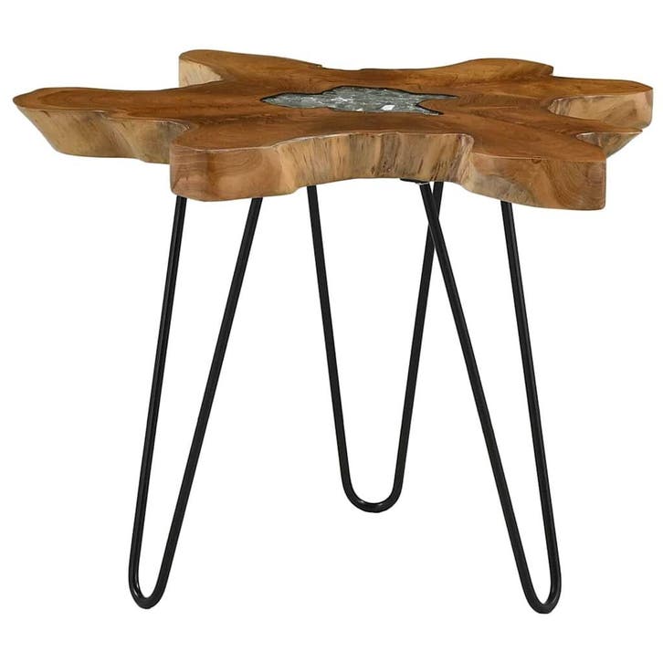 vidaXL Salontafel 70x45 cm massief teakhout en polyresin, Huis en Inrichting, Tafels | Salontafels, Nieuw, Verzenden