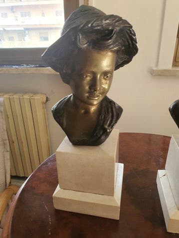 Buste, STATUE - 28 cm - IJzer, Antiek en Kunst