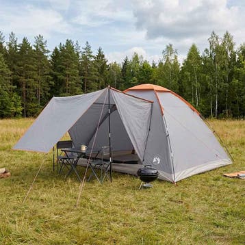 vidaXL Kamperen tent 6-persoons Grijs en Oranje Polyester en, Verzenden, Nieuw