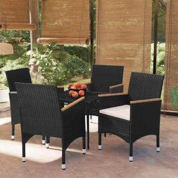 vidaXL 5-delige Tuinset met kussens zwart, Verzenden, Nieuw, Tuinset
