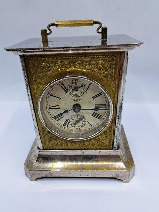 Pendulette de voyage - Antique Laiton, Verre - 1910-1920 -, Antiek en Kunst, Antiek | Klokken