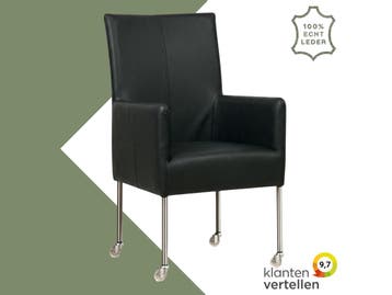 Leren eetkamerstoel Spark - Toledo Nero (zwart) - Poten, Huis en Inrichting, Stoelen, Zwart, Nieuw, Ophalen of Verzenden, Eén