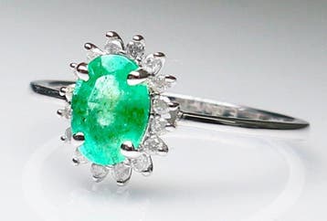 Sans prix de réserve - Bague - 14 carats Or blanc Émeraude -