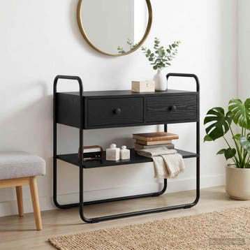 vidaXL Consoletafel Zwart eiken 100 x 40 x 75 cm Bewerkt, Verzenden, Nieuw