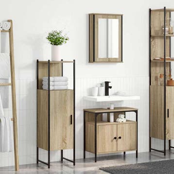vidaXL Badkamermeubel Set 3 st Bruin 33 x 33 x 120,5 cm, Huis en Inrichting, Verzenden, Nieuw