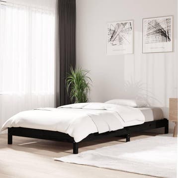 vidaXL Bed stapelbaar 80x200 cm massief grenenhout zwart, Verzenden, Nieuw