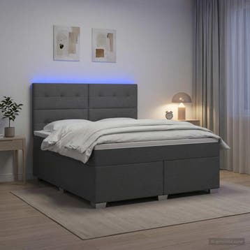vidaXL Boxspringbed met matras Donkergrijs 140 x 190 cm Stof, Verzenden, Nieuw