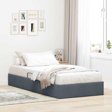 vidaXL Ottoman Bedframe met opslag Donkergrijs 100 x 200 cm, Verzenden