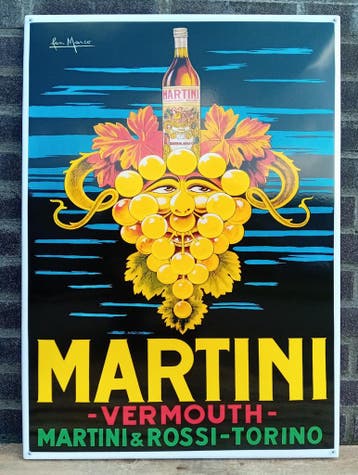 emaille bord Martini - vermouth & rossi - torino, Verzenden, Nieuw