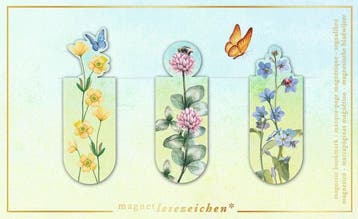 Magnetische boekenlegger Bloemenweide – set van 3 met bloe, Verzenden, Nieuw