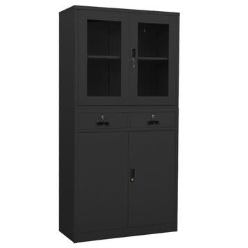 vidaXL Kantoorkast 90x40x180 cm staal en gehard glas, Verzenden, Nieuw