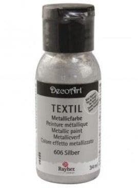 Textielverf Metallic Stoffenverf Zilver 34 ml, Nieuw