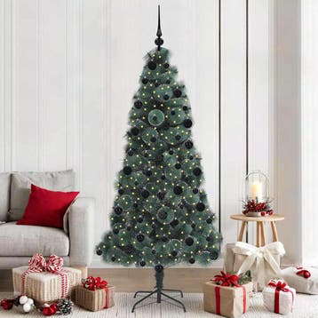 vidaXL Kunstmatige Voorverlichte Kerstboom met Ballenset, Verzenden